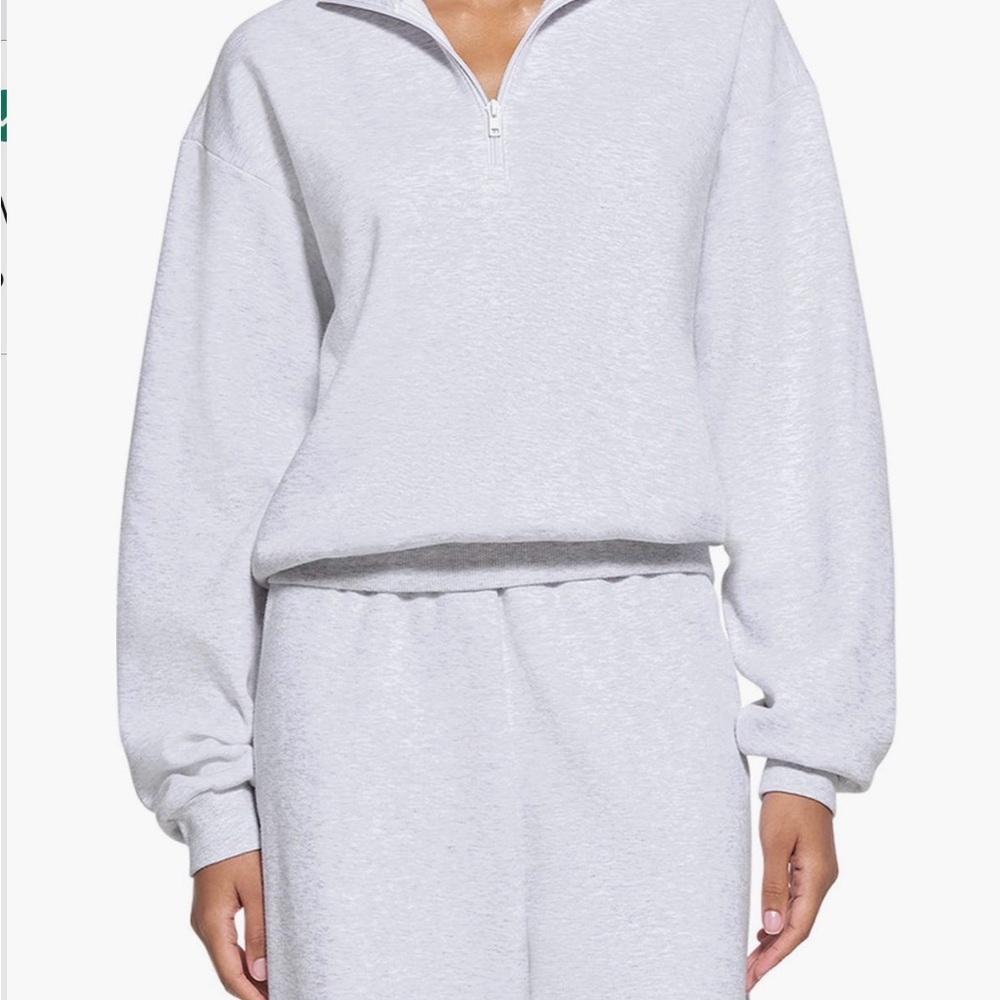 SKIMS Light Gray Half-Zip Sweatshirt